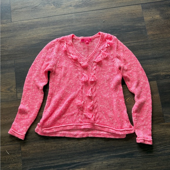 Lilly Pulitzer Vibrant Pink V-Neck Sweater - Picture 3 of 5